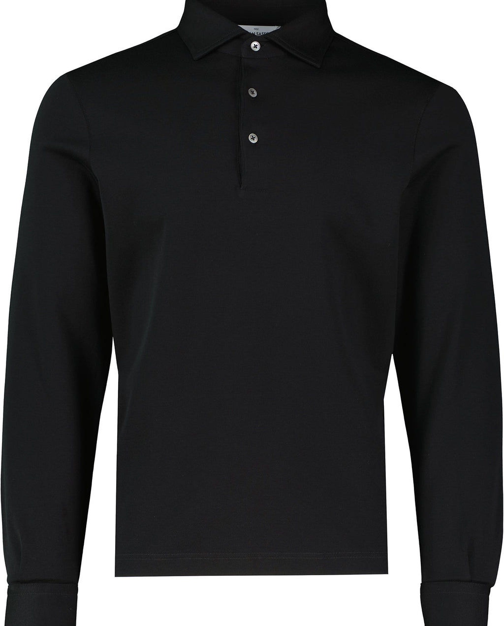 Men's Gran Sasso Black Long Sleeve 3 Button Mercerised Polo Shirt - image 2