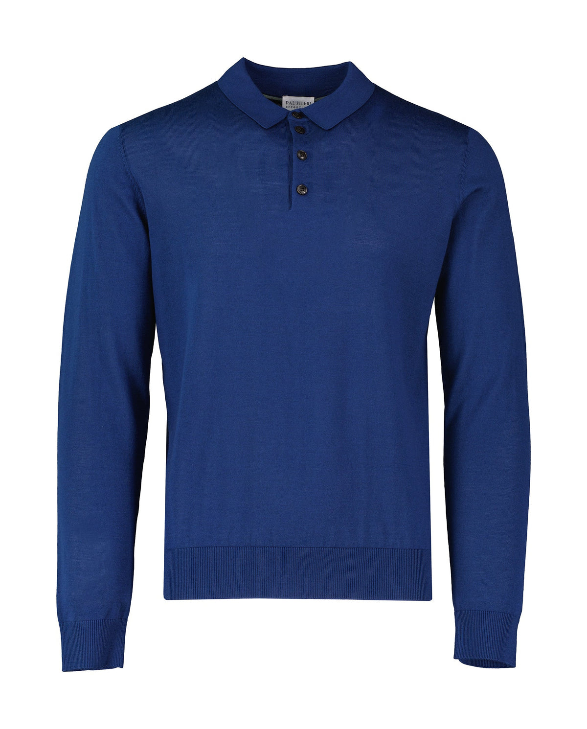 Men's Pal Zileri Blue Long Sleeve Knitted Polo Shirt - image 2