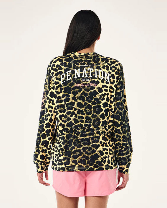 Women's P.E Nation Base Long Sleeve T-Shirt in Leopard — view 2