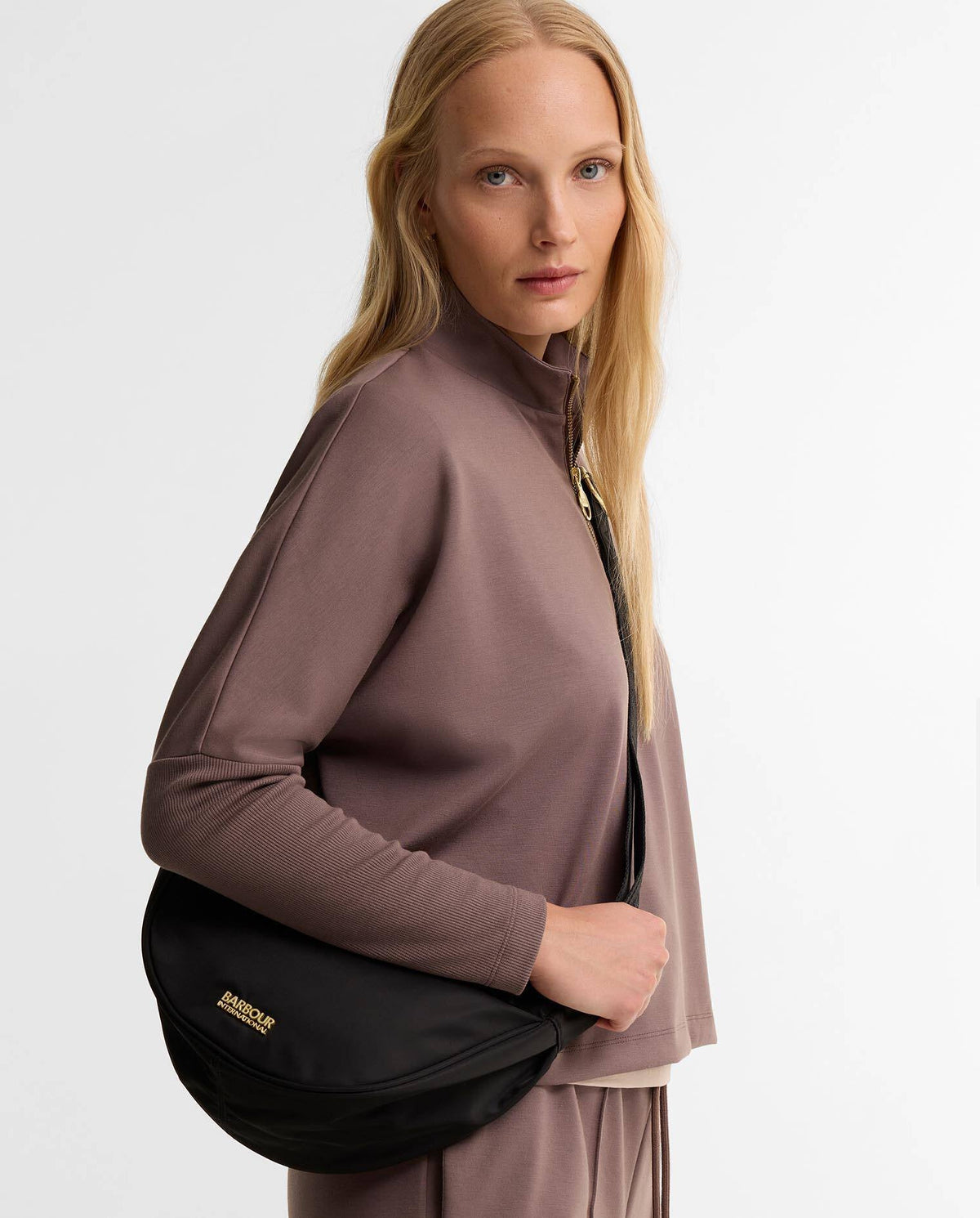 Women's Barbour International Qualify Sling Black Bag — view 2