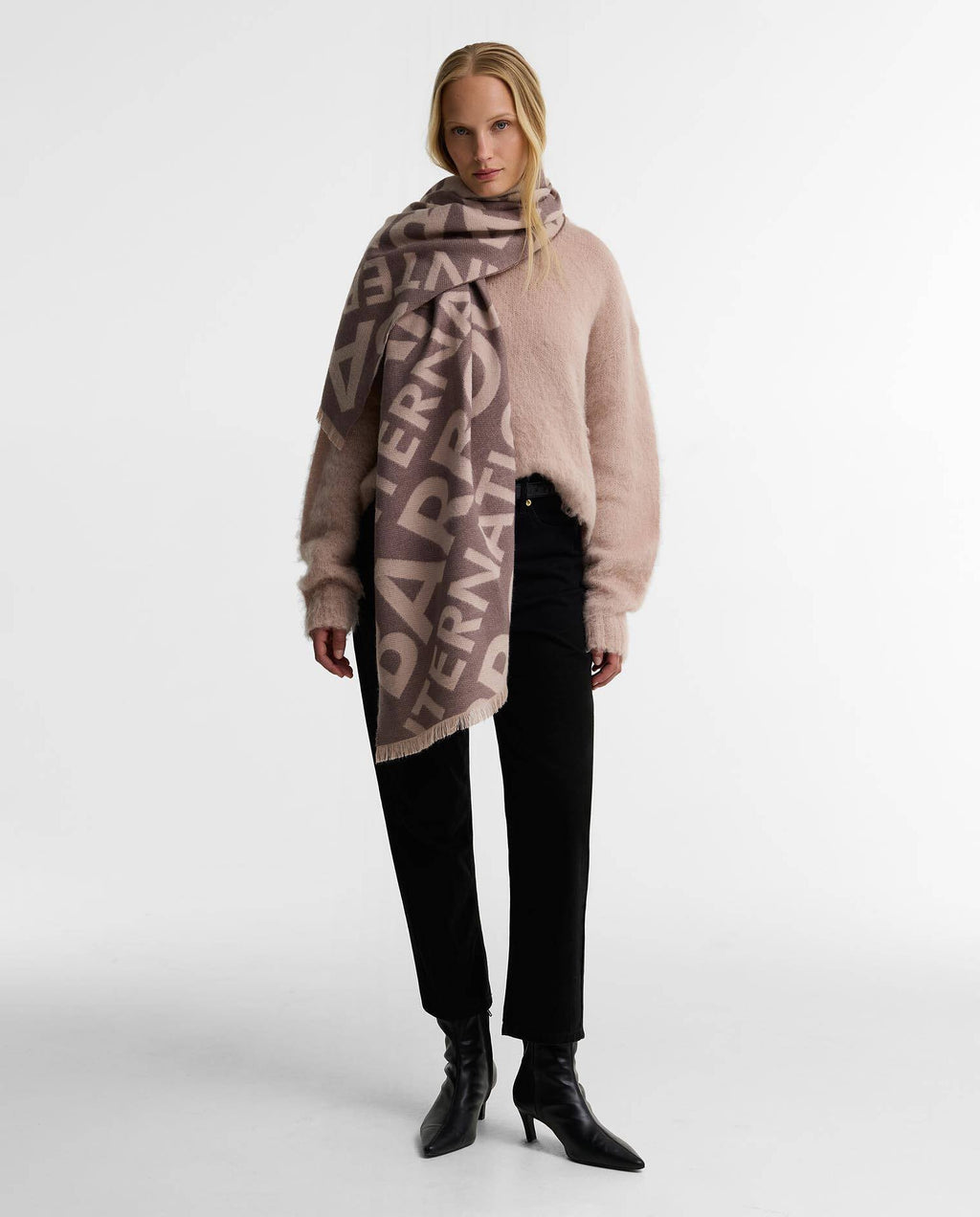 Women's Barbour International Kenna Logo Scarf In Truffle/Nutmeg — view 2