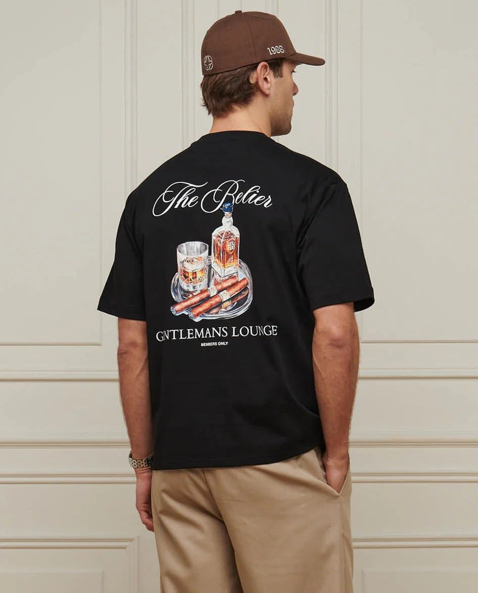 Men's Belier Black Gentlemans Lounge Graphic T-Shirt — view 2