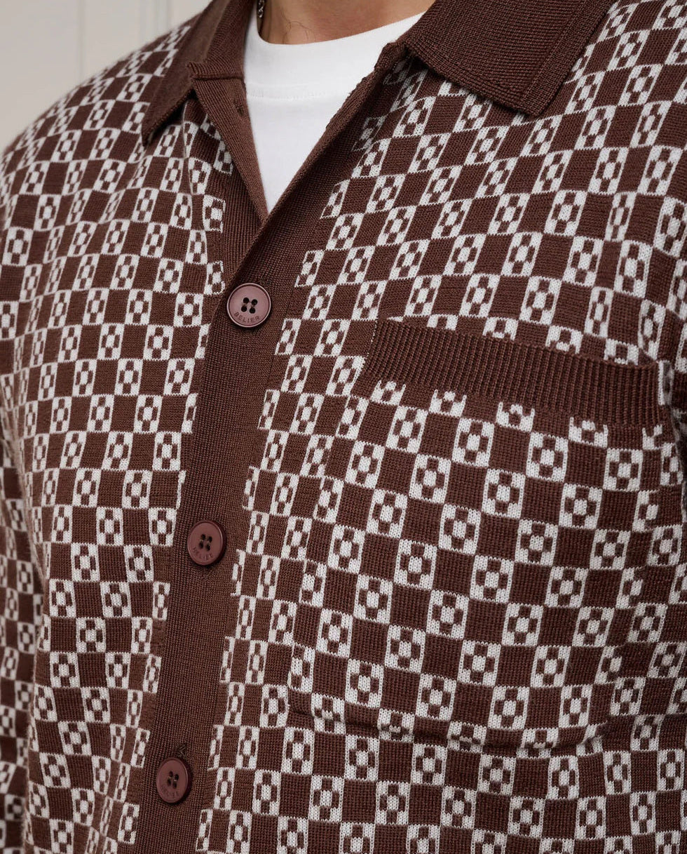 Men's Belier Brown Block Print Cardigan — view 2