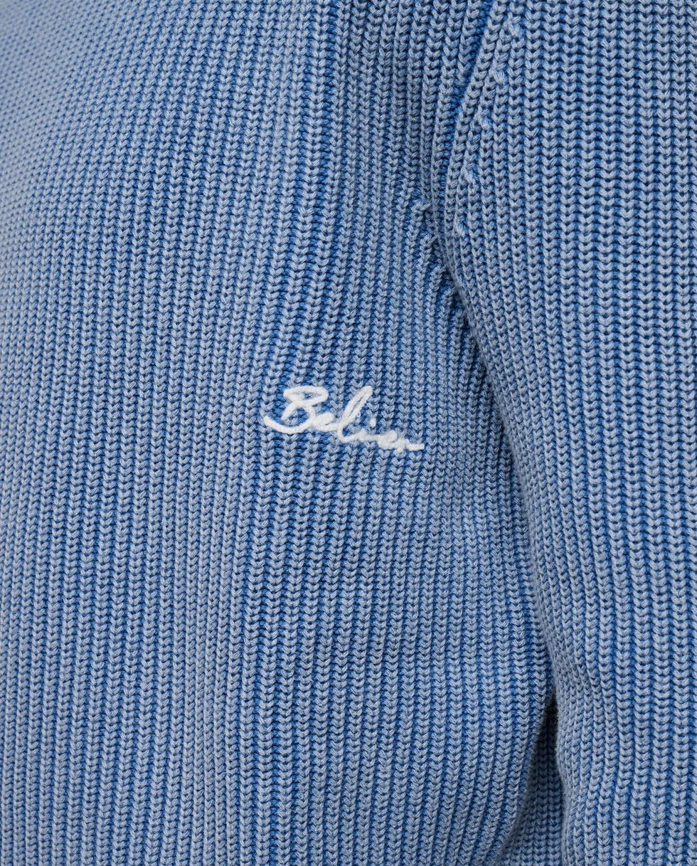 Men's Belier Washed Blue Heavyweight Rib Knit Jumper — view 2