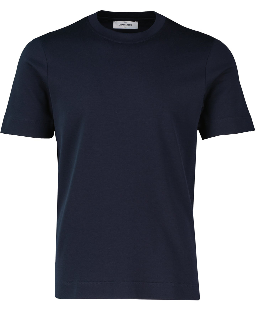 Men's Gran Sasso Dark Navy Mercerised T Shirt with a crew neck in short sleeve