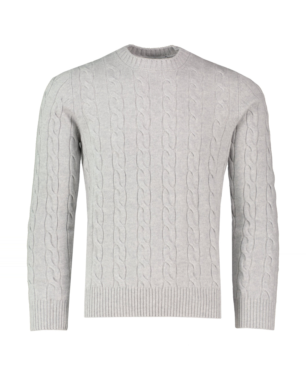 Men's Gran Sasso Grey Crew Cable Knitwear