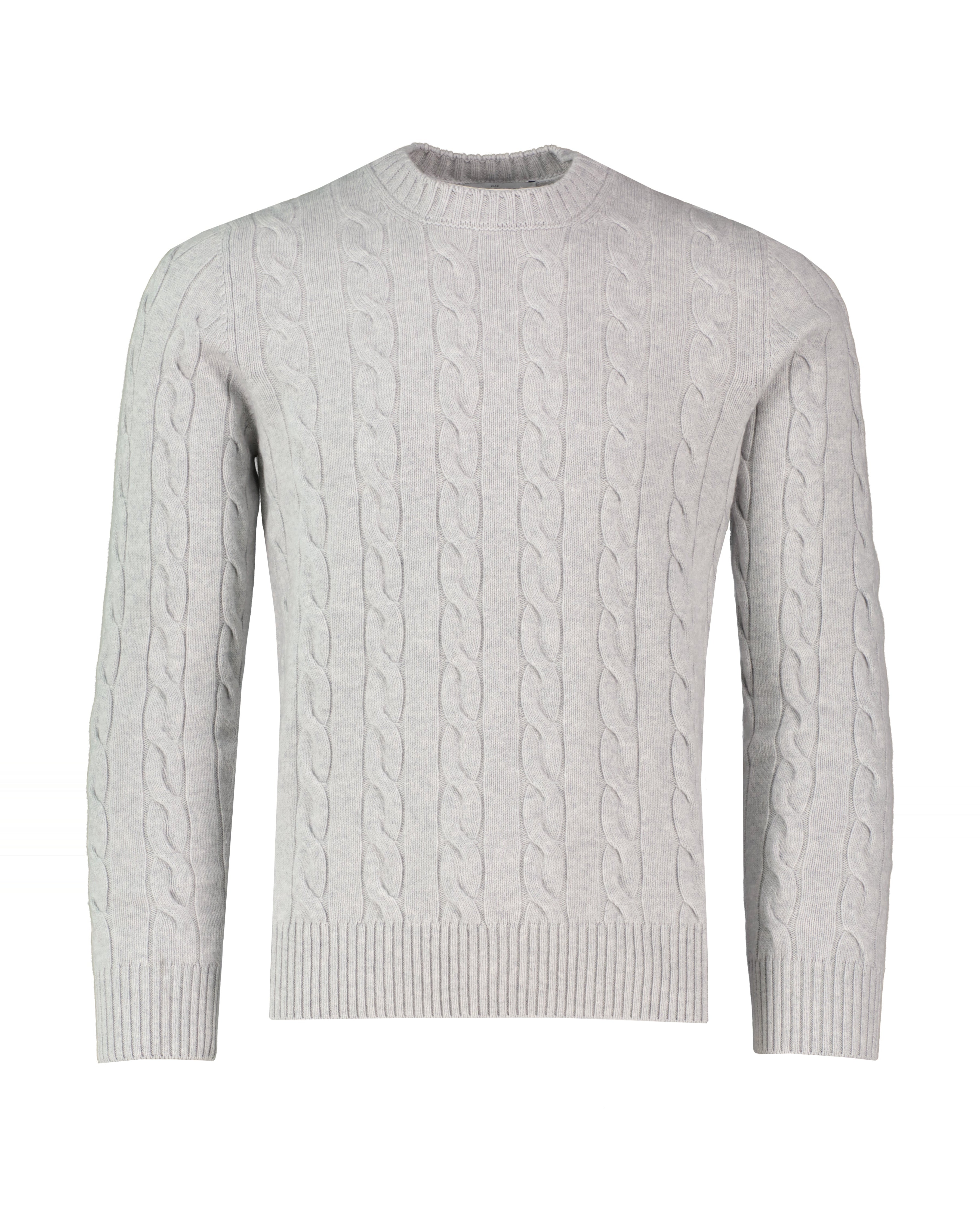 Men's Gran Sasso Grey Crew Cable Knitwear