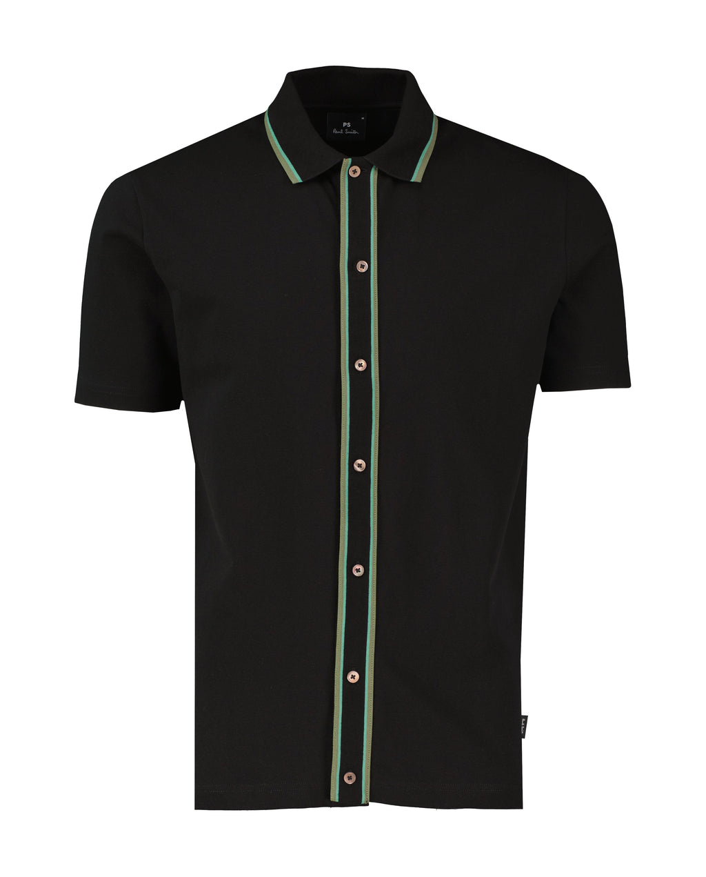 Men's Paul Smith Button-Through Polo Shirt - Black