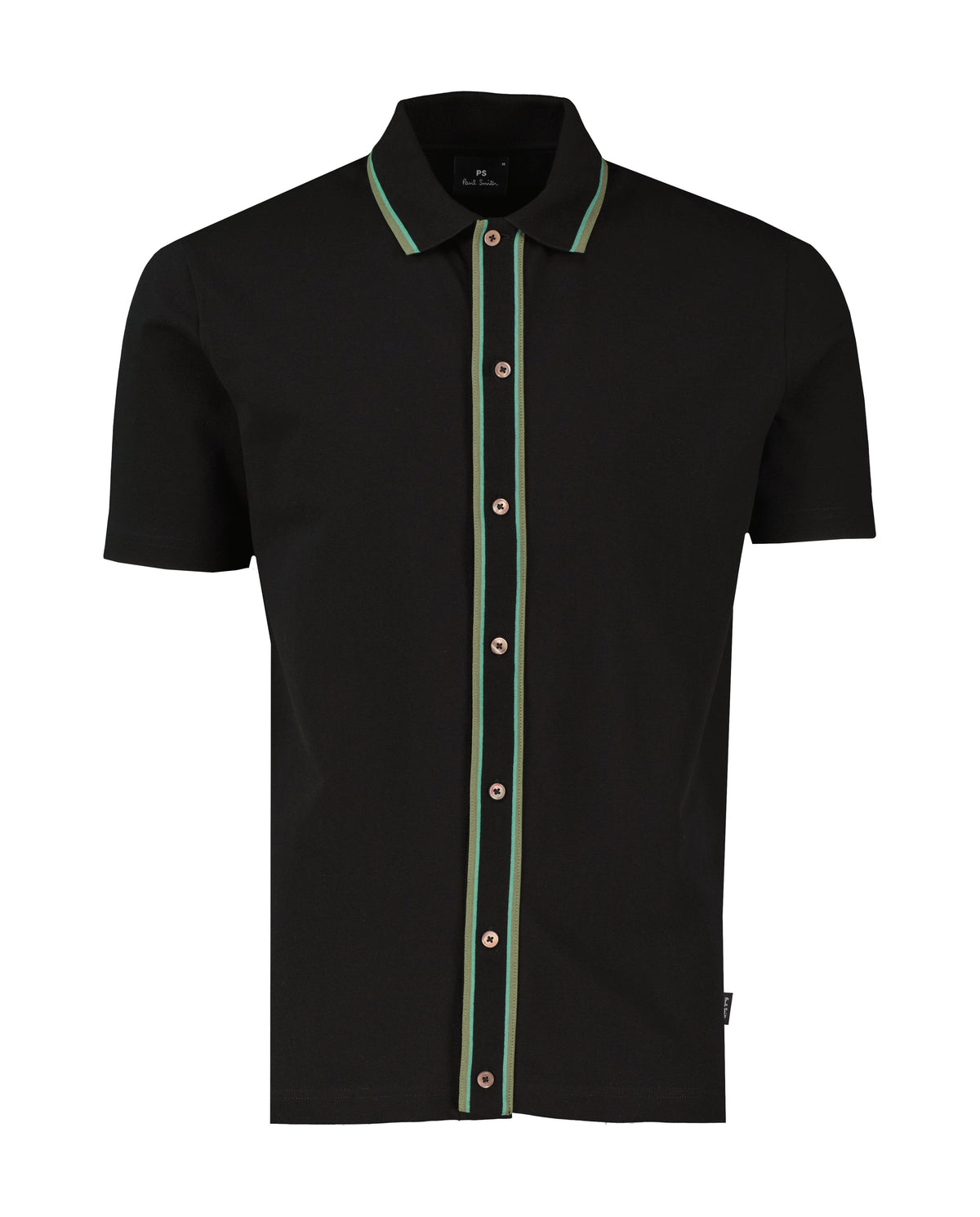 Men's Paul Smith Button-Through Polo Shirt - Black