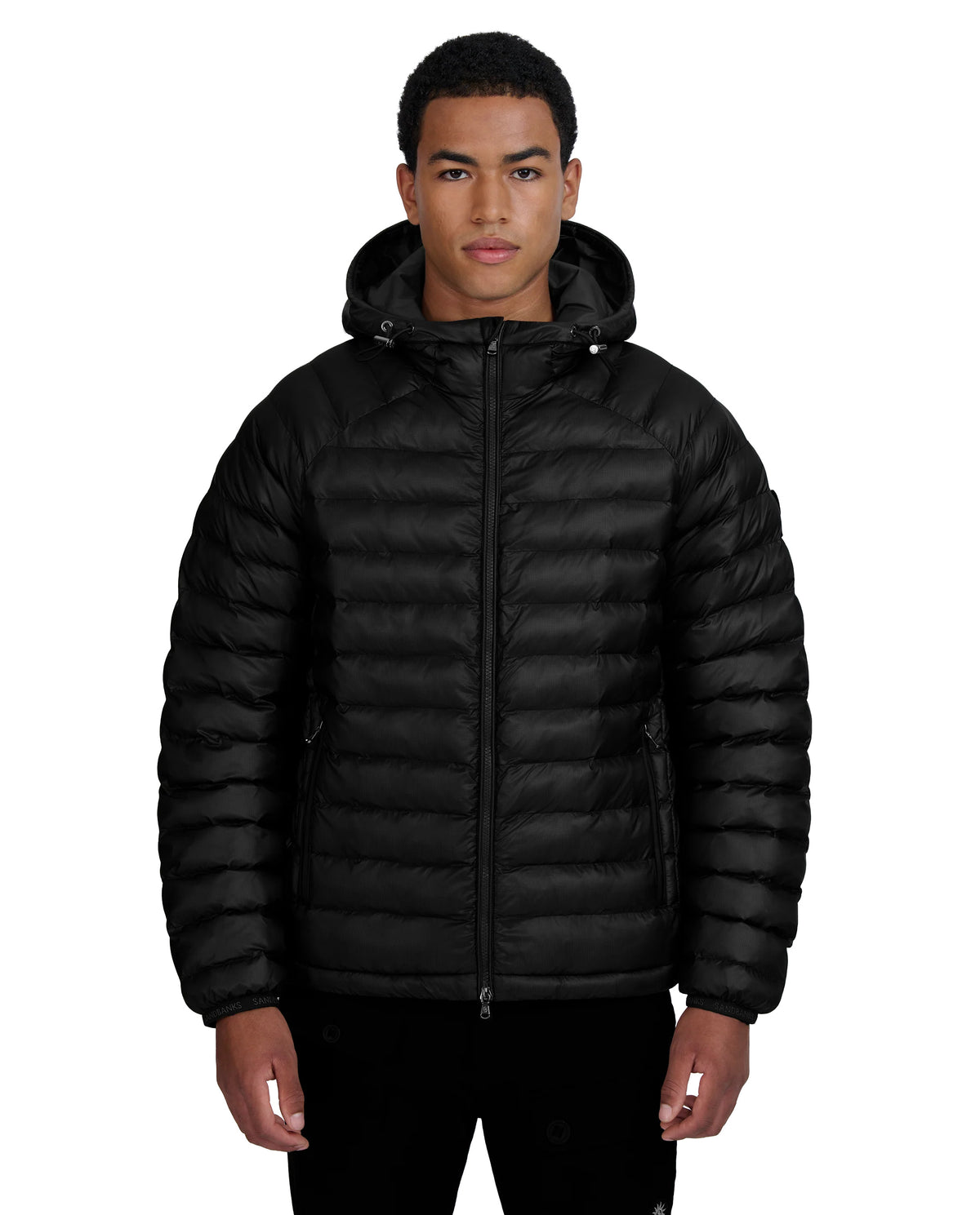 Men's Sandbanks Black Ragland Hooded Ripstop Micro Puffer Jacket - image 3