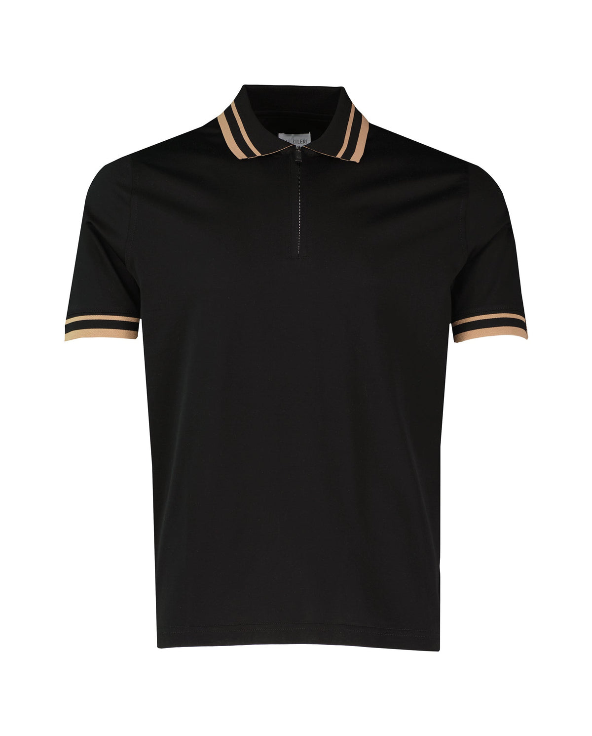 Men's Pal Zileri Black Mercerised Zip Polo — view 2