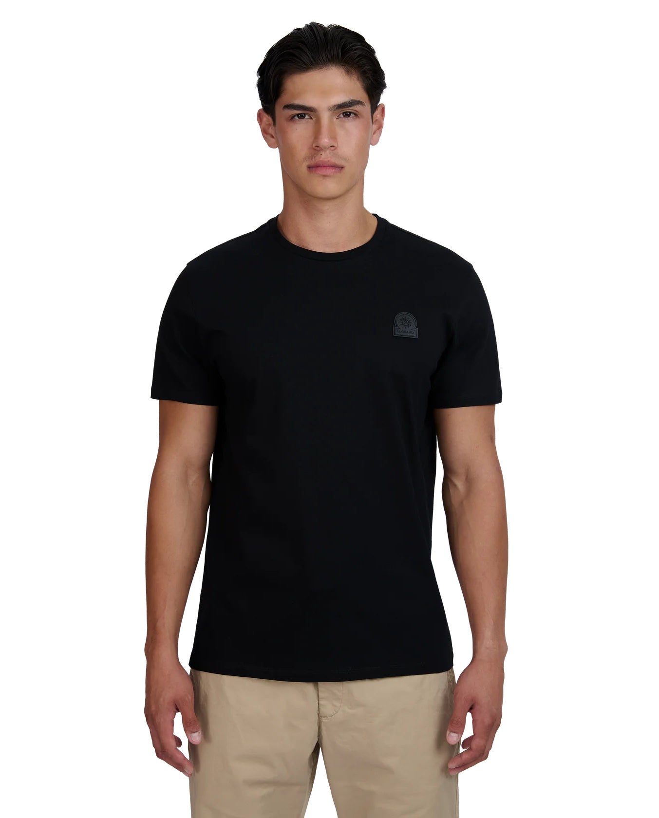 Men's Sandbanks Rubberised Badge Logo Black T Shirt