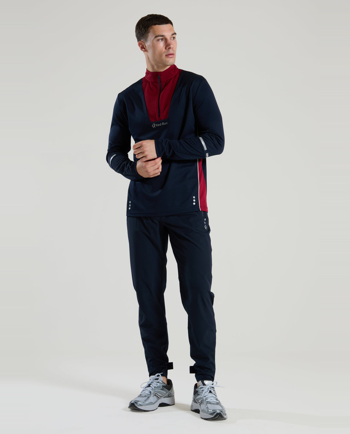 Mens Red Run CRIMSON WAVE Blue Technical 1/4 Zip Top — view 2
