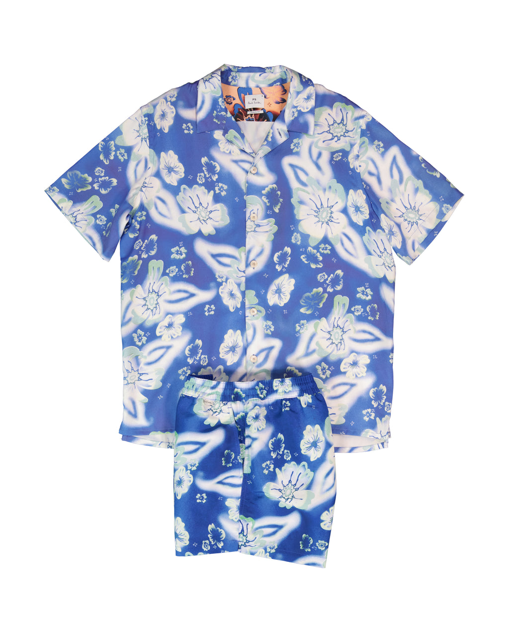 Mens Paul Smith Cobalt Blue Casual Shirt And Riso Floral Swim Short - image 2