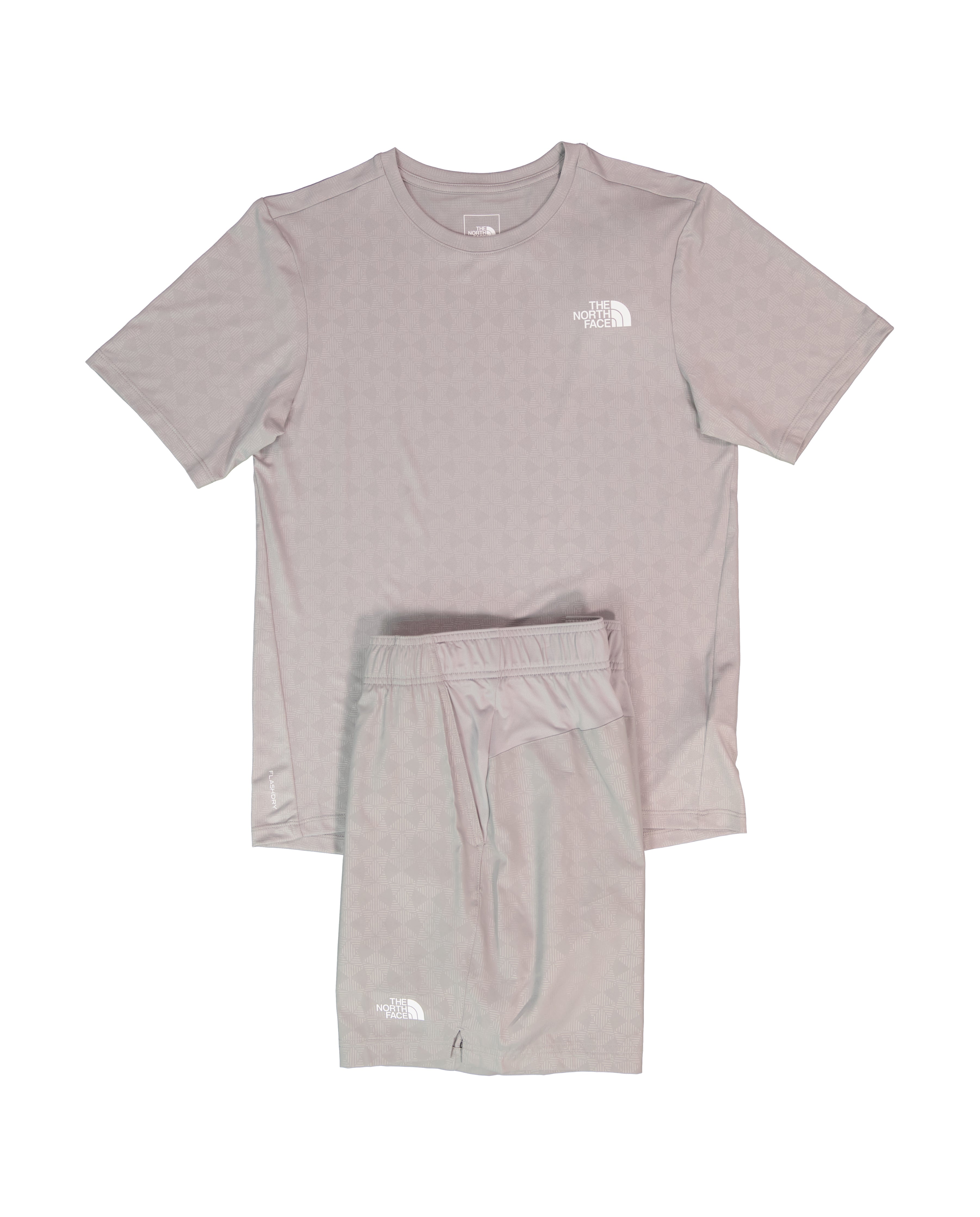 Mens The North Face 24/7 PTD EB RG SS Meld Grey T Shirt & 7IN Meld Grey Short Set