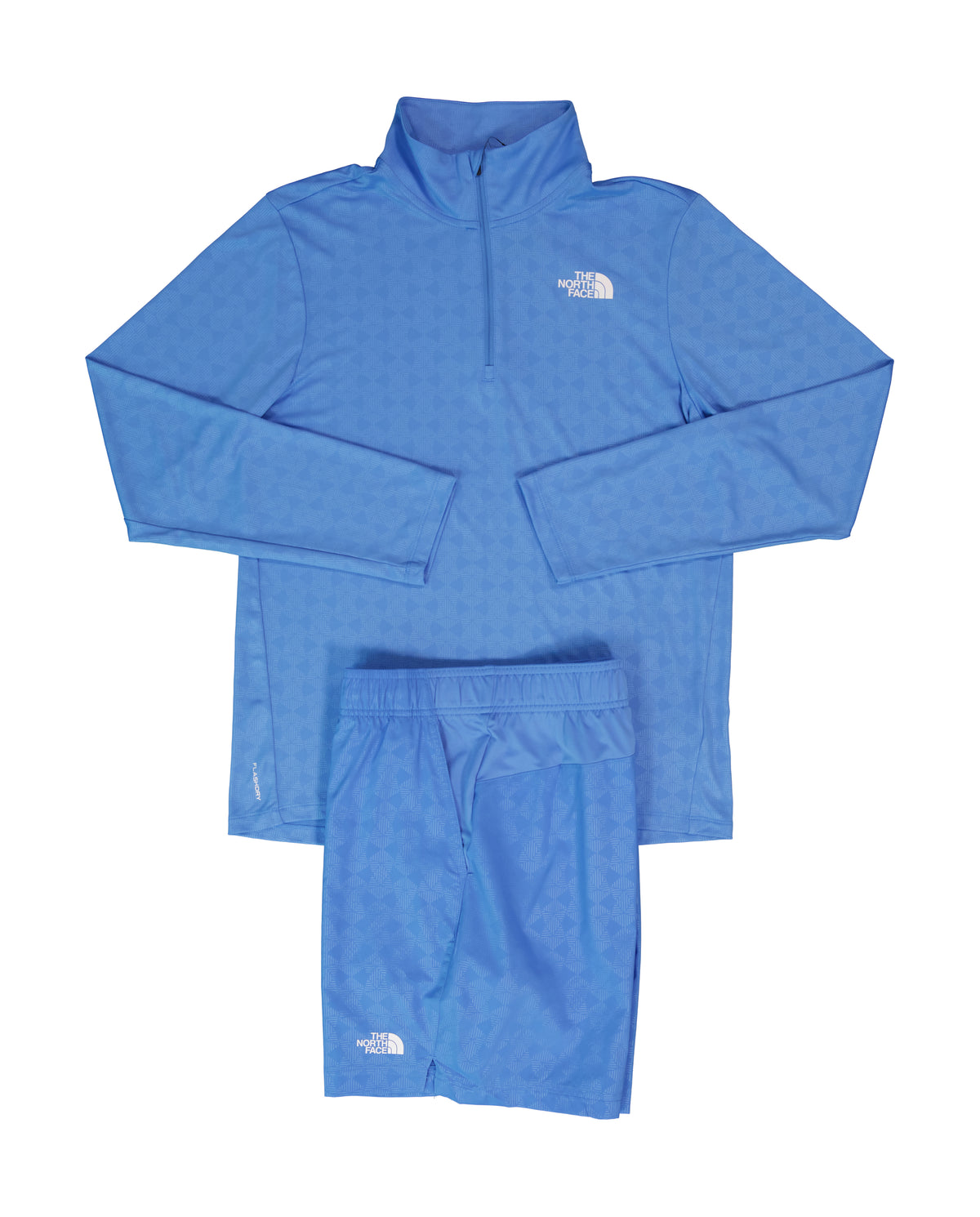 Mens The North Fcae 24/7 PT EMB Marina Blue 1/4 Zip Top & Short Set
