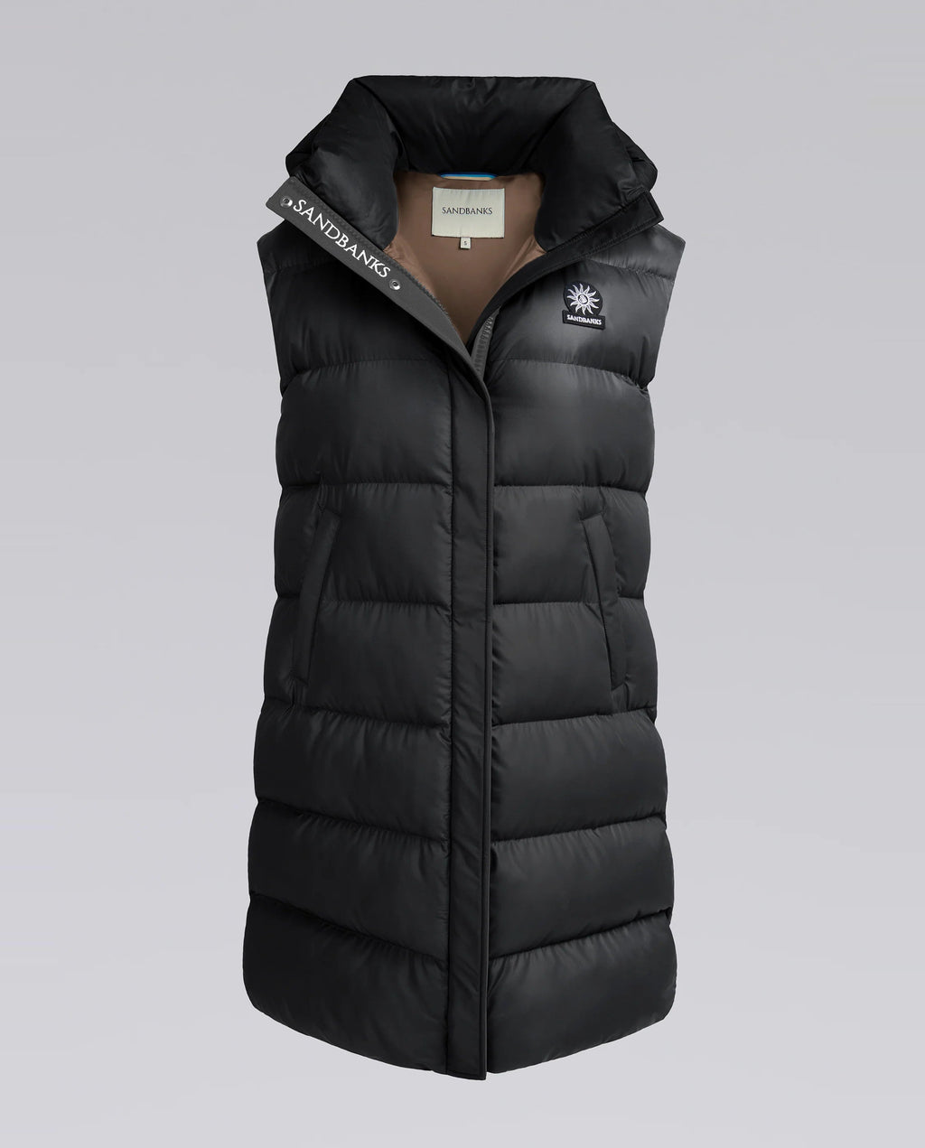 Women's Sandbanks Black Long Shell Bay Hooded Gilet