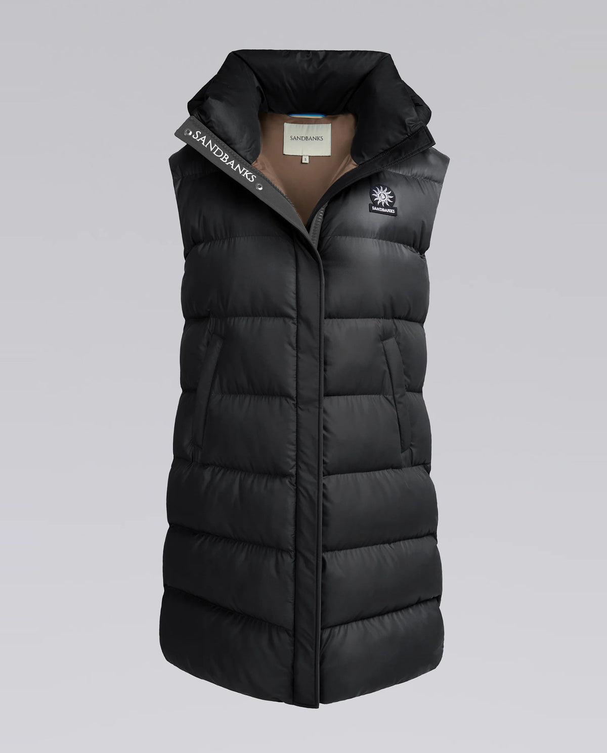 Women's Sandbanks Black Long Shell Bay Hooded Gilet