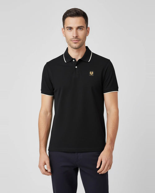 Men's Belstaff Black Tipped Polo Shirt