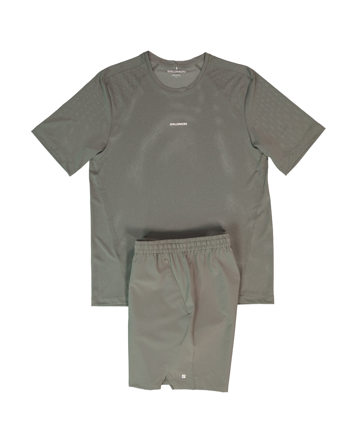 Mens Salomon SHKout CORE SS TEE Castor Gray T Shirt &  SHKout C NO L SHTS 7'' Short Set