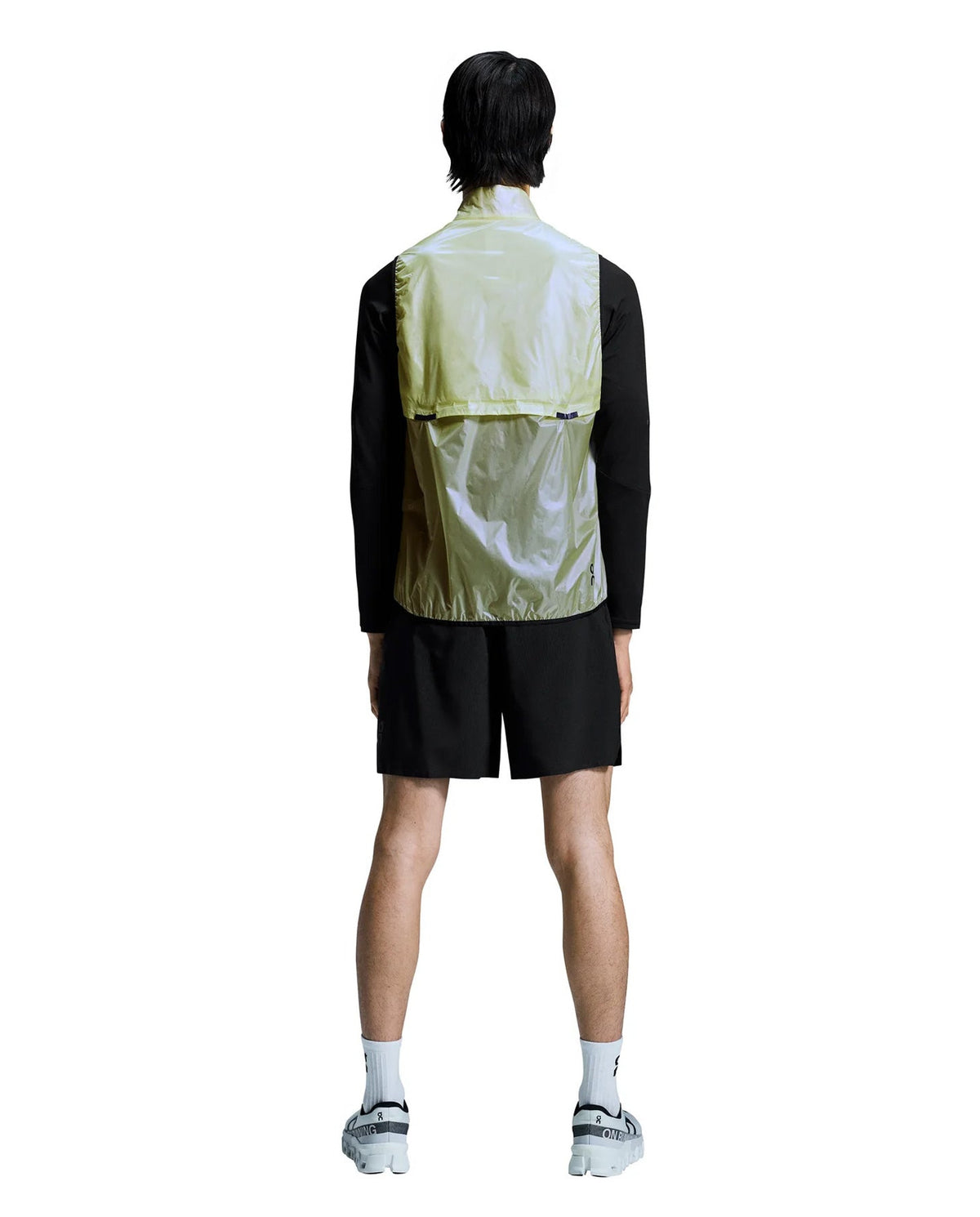 rear of on running hay weather running vest