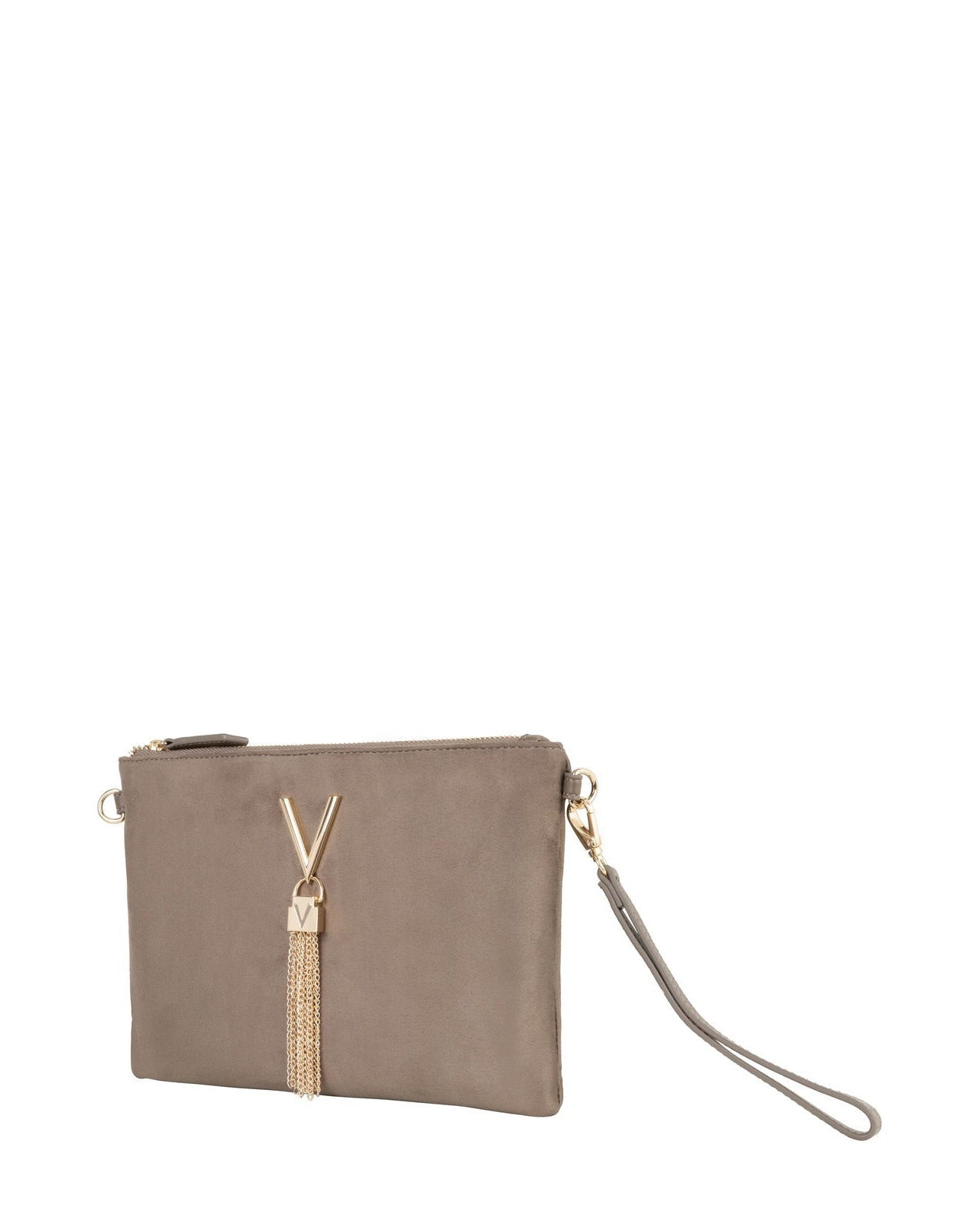 Women's Valentino Divina Winter Pochette Faux Suede Bag In Taupe