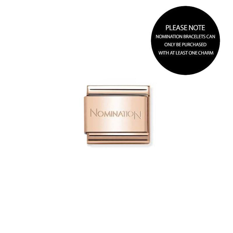 Nomination rose gold base link for customizable charm bracelets. PLEASE NOTE: bracelets must be purchased with at least one