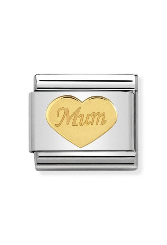 Nomination Composable Classic Link Symbols Mum Heart in Steel with 18k Gold