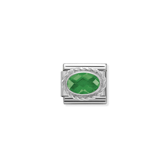 Nomination Composable Classic Link Faceted Cubic Zirconia Emerald Green in Sterling Silver