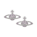 Vivienne Westwood Platinum Plated Violet Crystal Mini Bas Relief Earrings