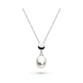 Elegant Coast Pebble pearl necklace by Kit Heath, showcasing its sterling silver chain and pearl pendant design.