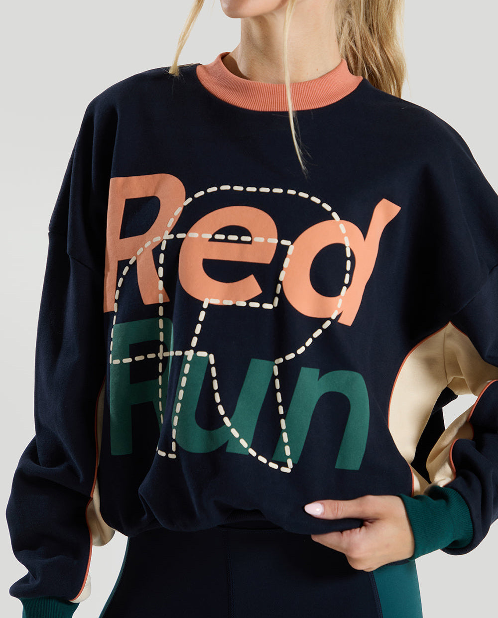 Womens Red Run ELEMENTS Navy Crew Neck Sweater — view 3