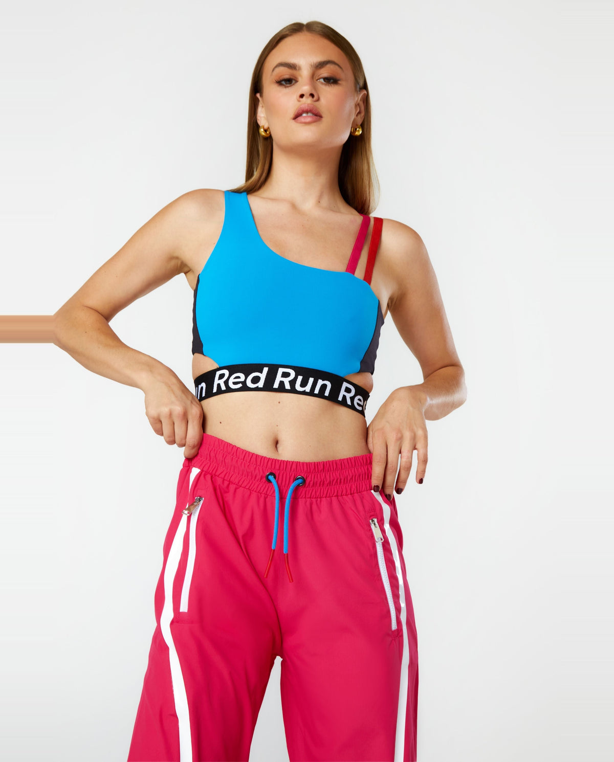 Women's Red Run Activewear Pink Woven Track Pants Neon Safari — view 3