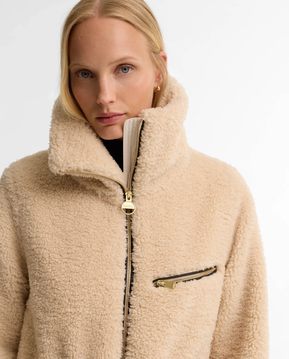 Women's Barbour International Kemora Fleece Casual In Jasmine/Black