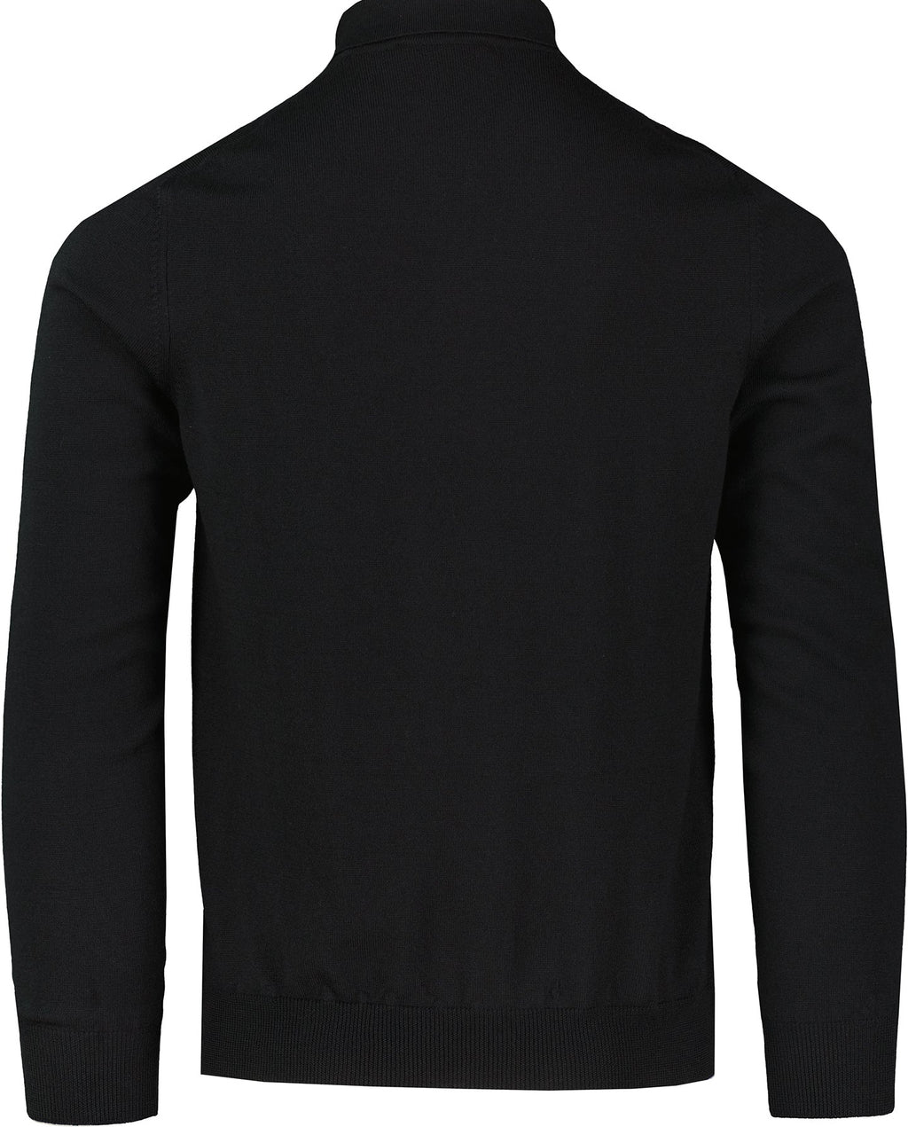 Men's Gran Sasso Black Long Sleeve Zip Merino Wool Knitted Polo Shirt - image 3
