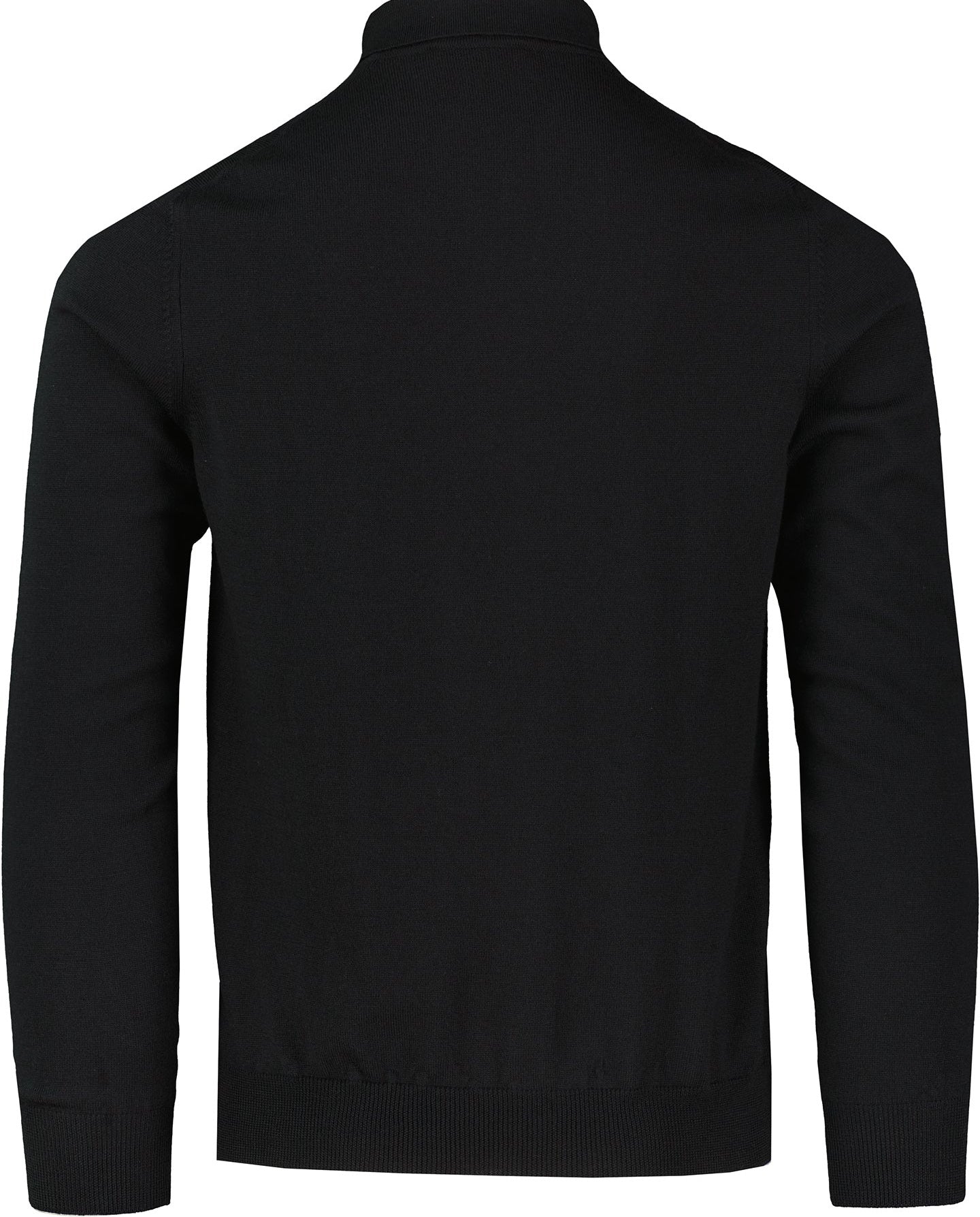 Men's Gran Sasso Black Long Sleeve Zip Merino Wool Knitted Polo Shirt - image 3