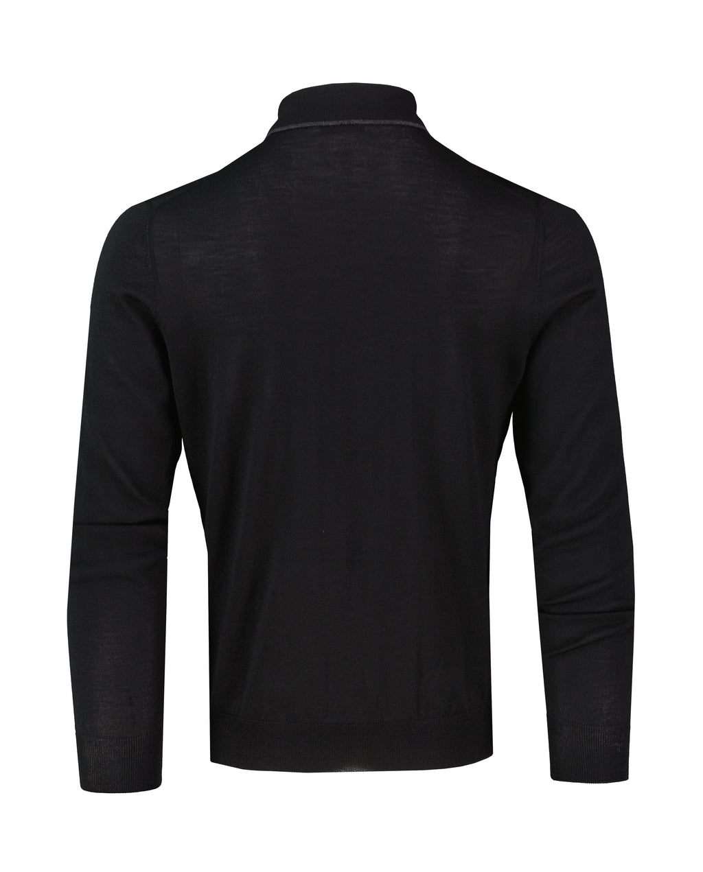 Men's Gran Sasso Black Tennis Long Sleeve Knitted Polo — view 2