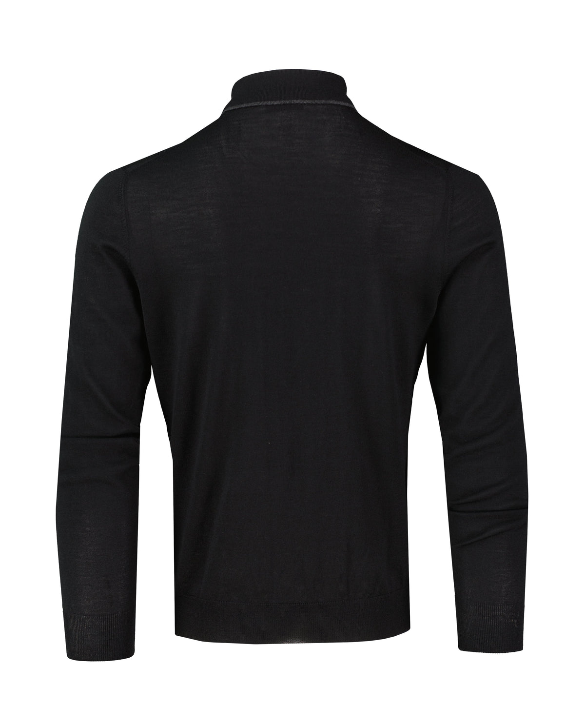 Men's Gran Sasso Black Tennis Long Sleeve Knitted Polo — view 2