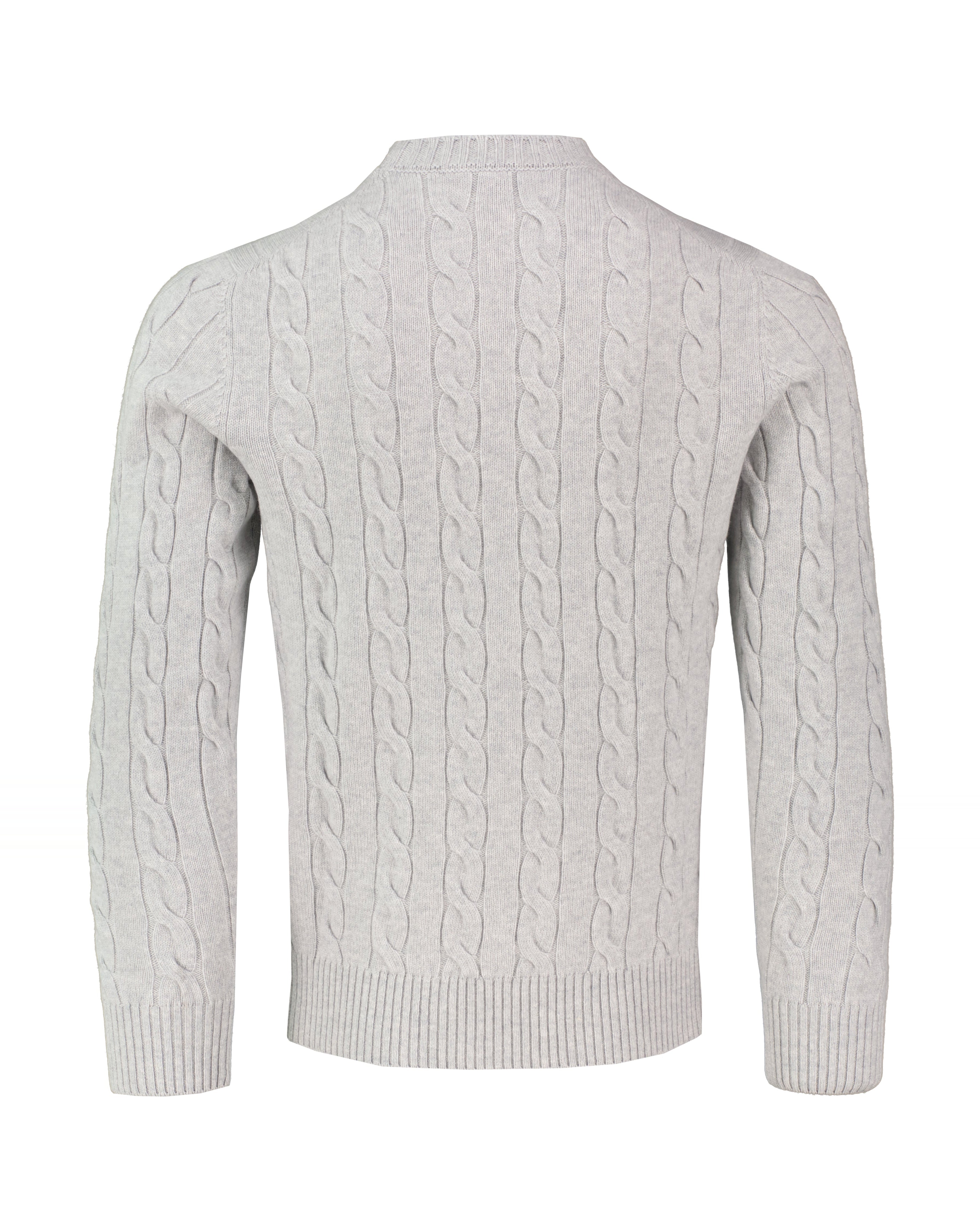 Men's Gran Sasso Grey Crew Cable Knitwear — view 2