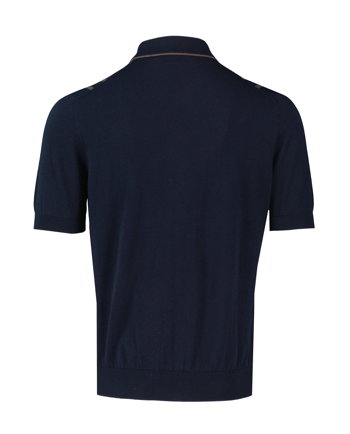 Men's Gran Sasso Navy Stripe Knit Full Button Up Polo Shirt - image 3