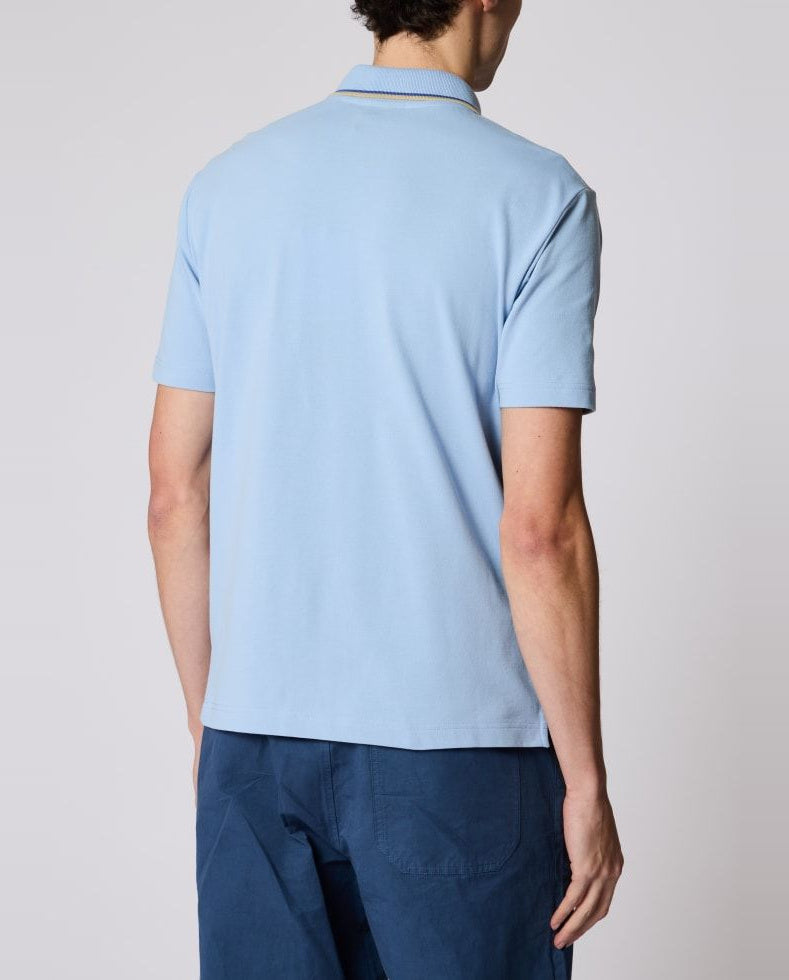 Men's Paul Smith Button-Through Polo Shirt - Blue — view 3