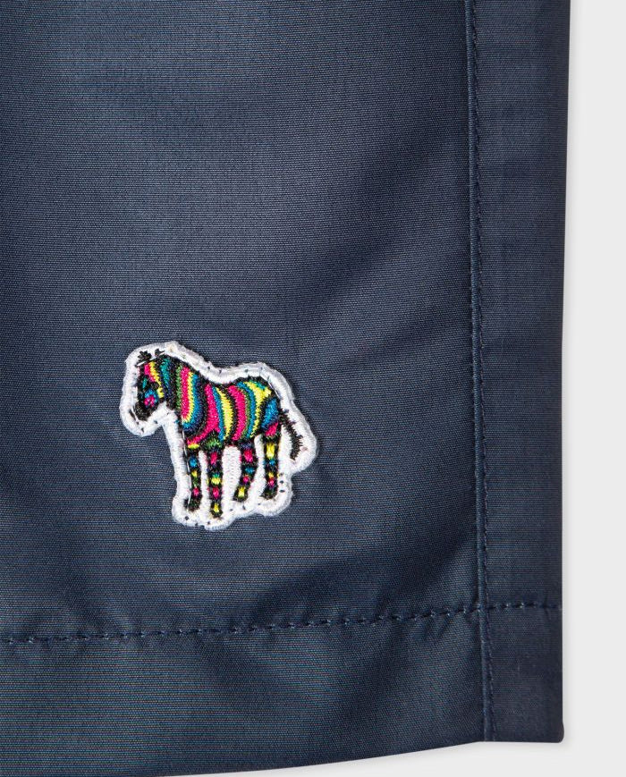 Men's Paul Smith  Navy Zebra Logo Recycled Swim Shorts — view 3