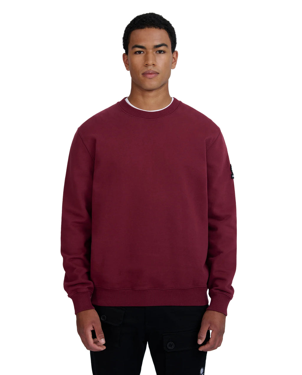 Men's Sandbanks Badge Logo Sweatshirt in Port — view 2