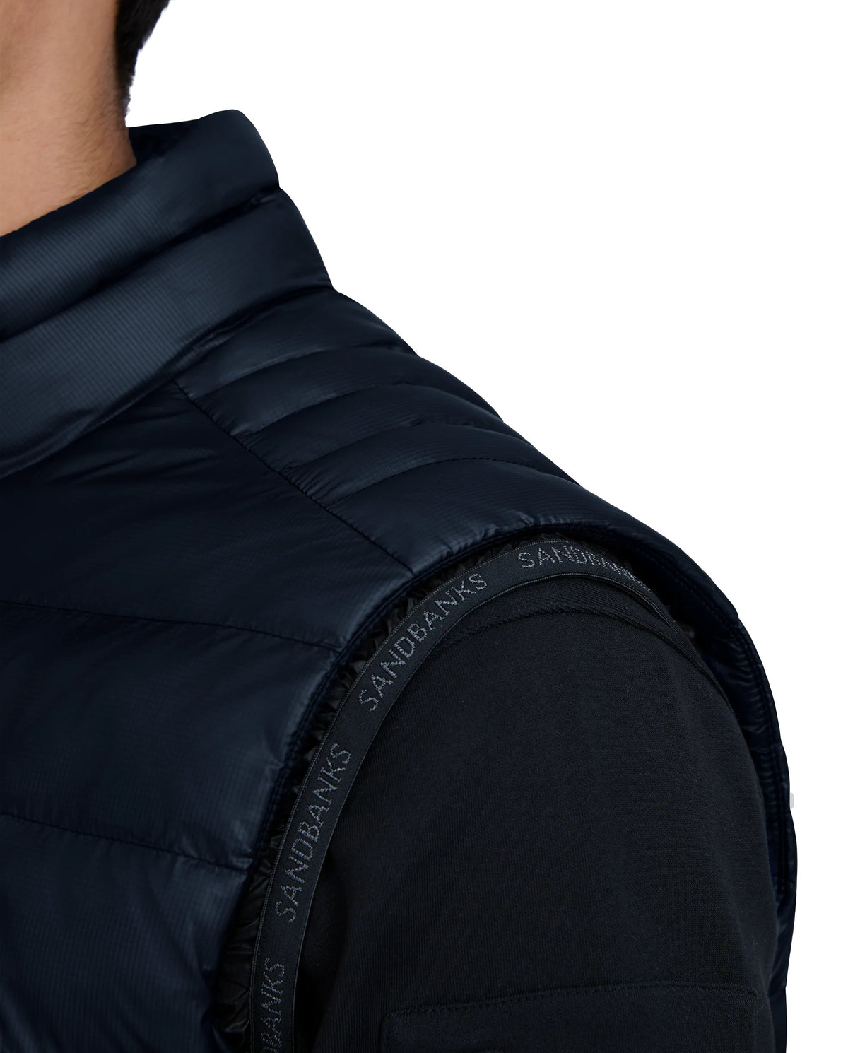 Men's Sandbanks Ripstop Micro Puffer Gilet in Navy — view 3