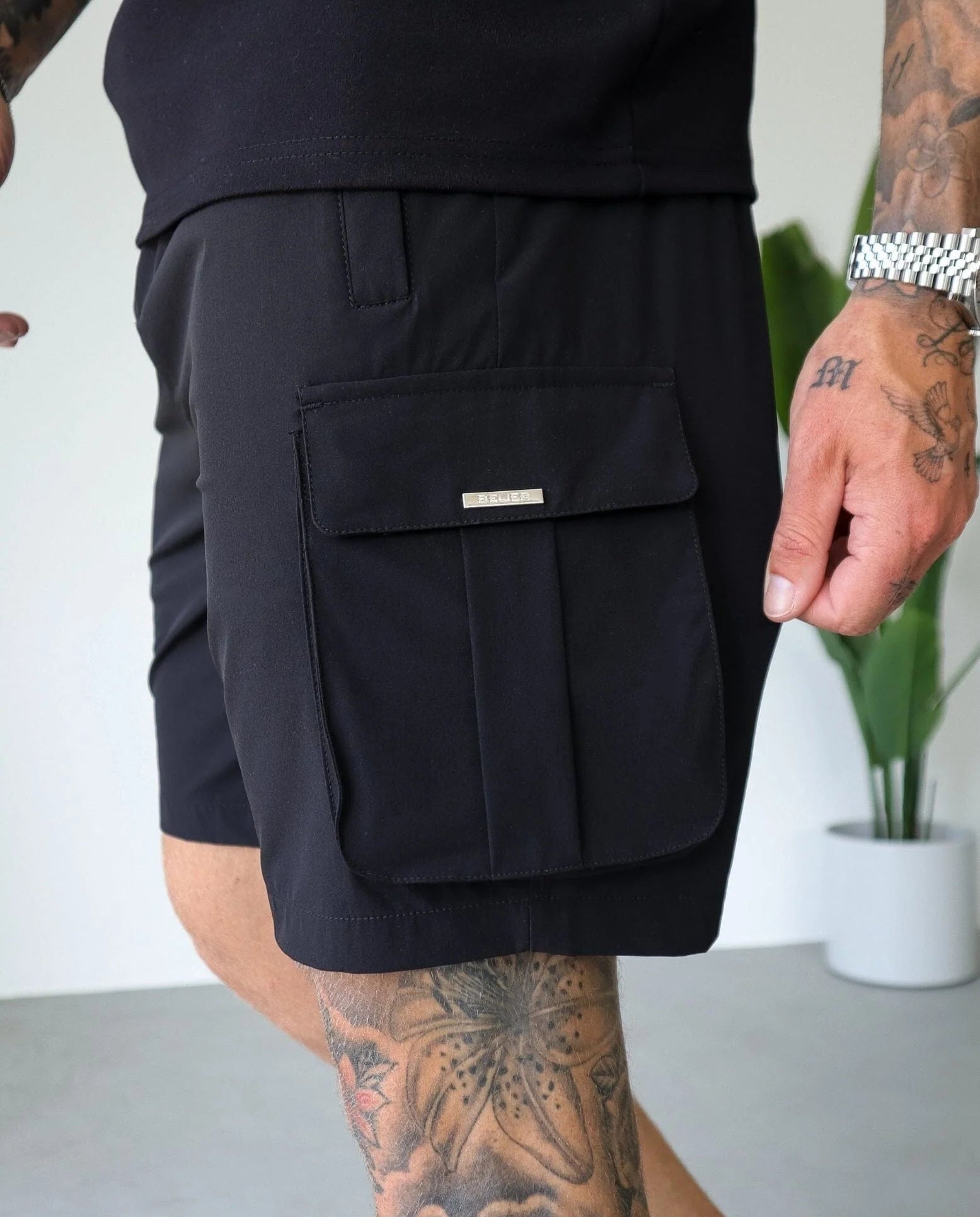 Men's Belier Black Woven Cargo Short — view 3