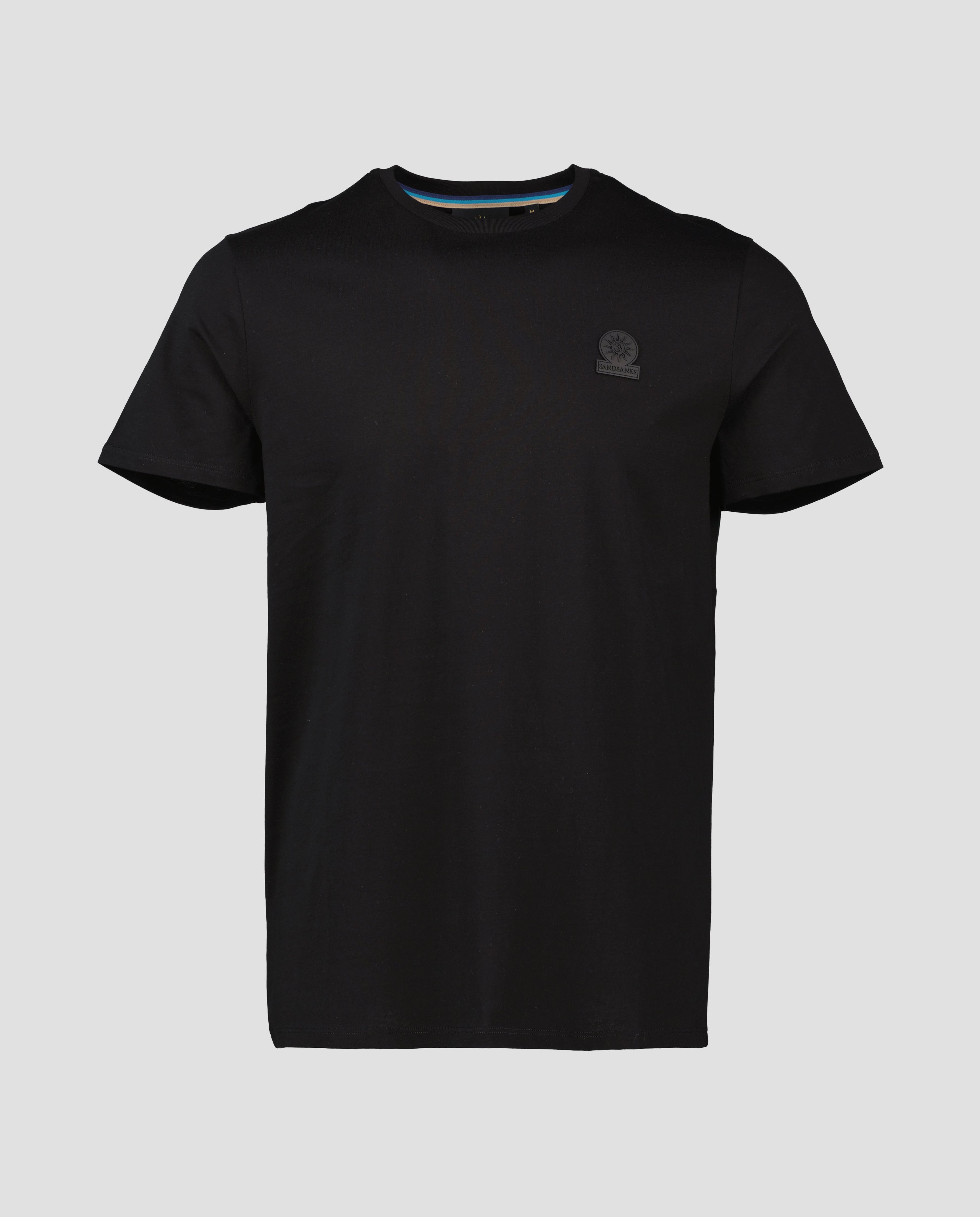 Men's Sandbanks Rubberised Badge Logo Black T Shirt short sleeve round neck