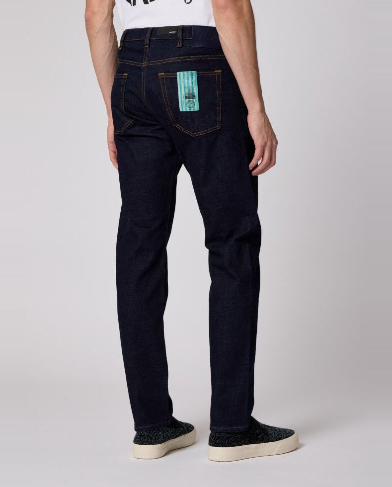 Mens Paul Smith Blue Slim-Tapered Crosshatch-Stretch Jeans — view 3