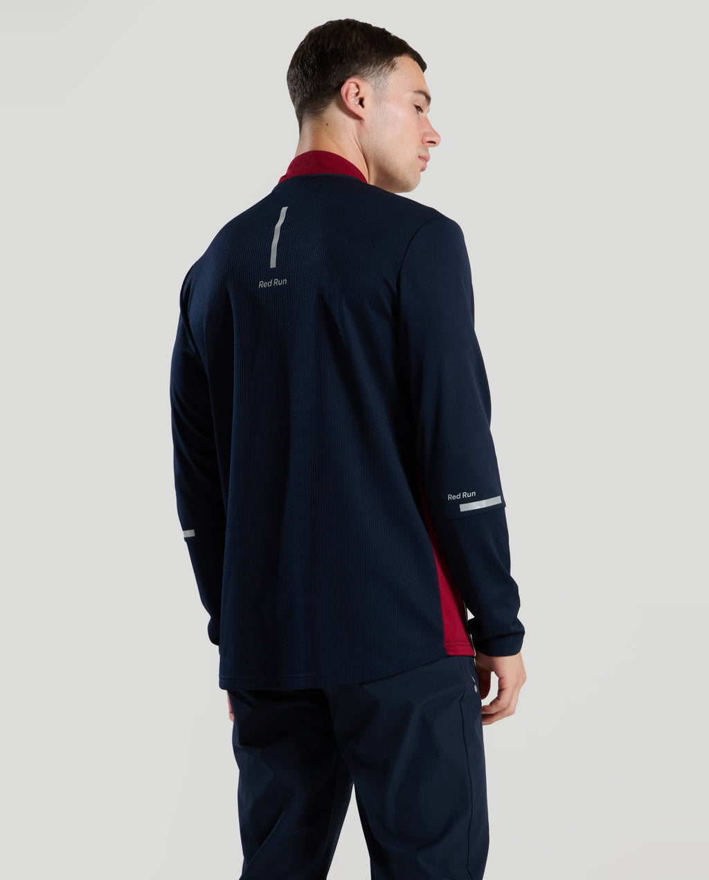 Mens Red Run CRIMSON WAVE Blue Technical 1/4 Zip Top — view 3