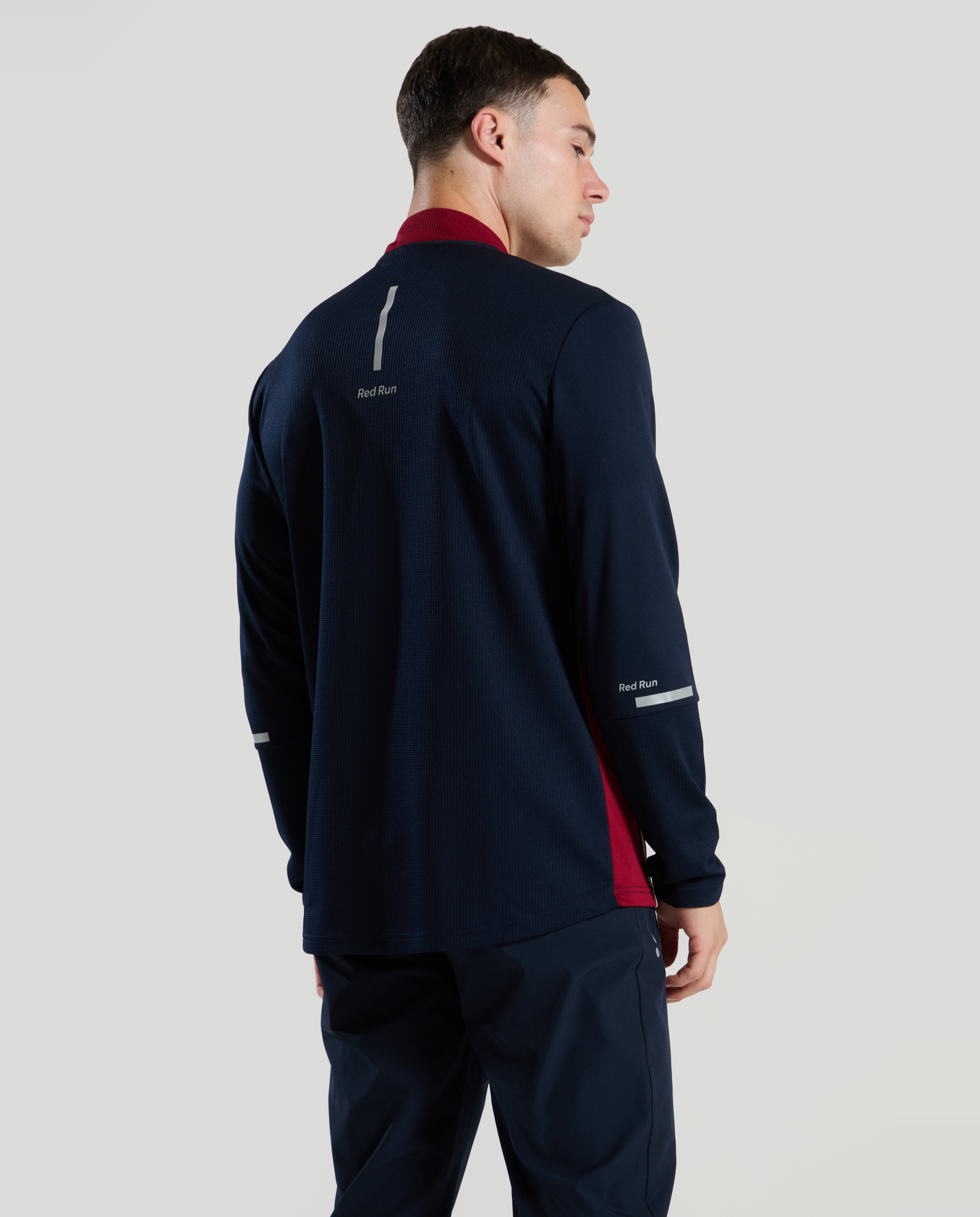 Mens Red Run CRIMSON WAVE Blue Technical 1/4 Zip Top — view 3
