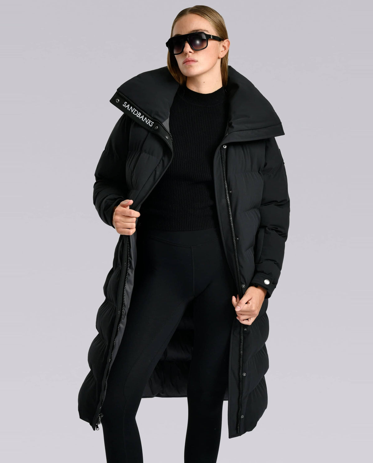 Women's Sandbanks Haven Black Long Puffer Jacket - image 3
